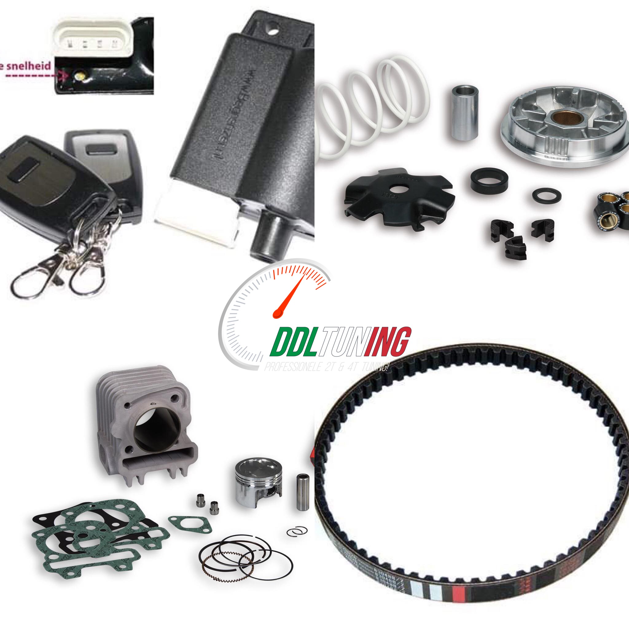 TUNINGKIT MALOSSI 80CC + MALOSSI MULTIVAR + BEGRENZER BOBINE + SNAAR VESPA / PIAGGIO 4TAKT 2V